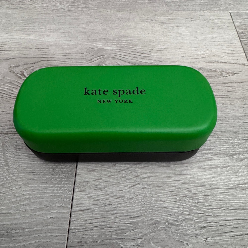 Kate Spade New York Green Black Hard Shell Glasses Case‎ Hello Sunshine Logo
